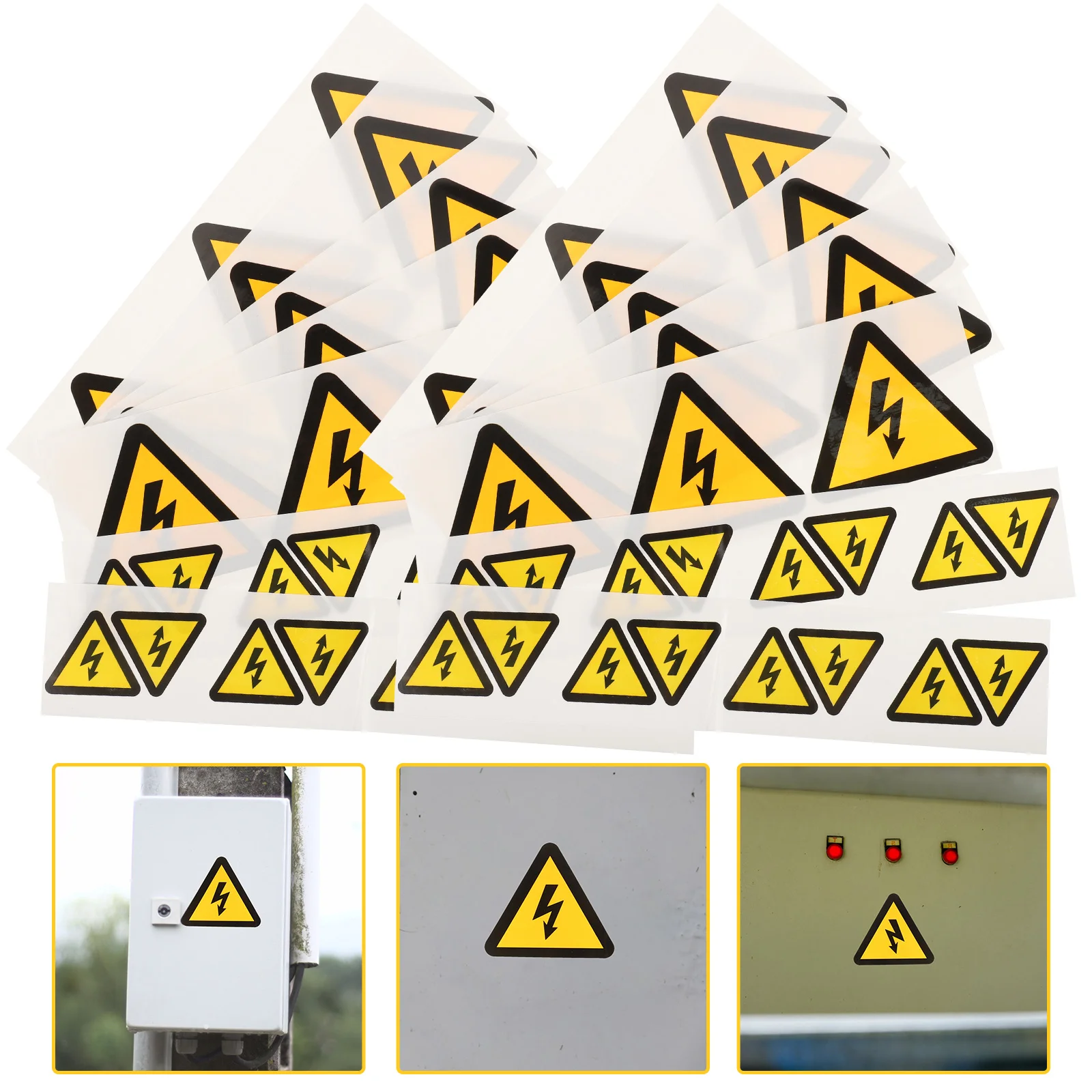 

30 Pcs Warning Stickers Electric Hazard Signs Caution High Voltage Yellow Triangle Safety Labels Traffic Safety