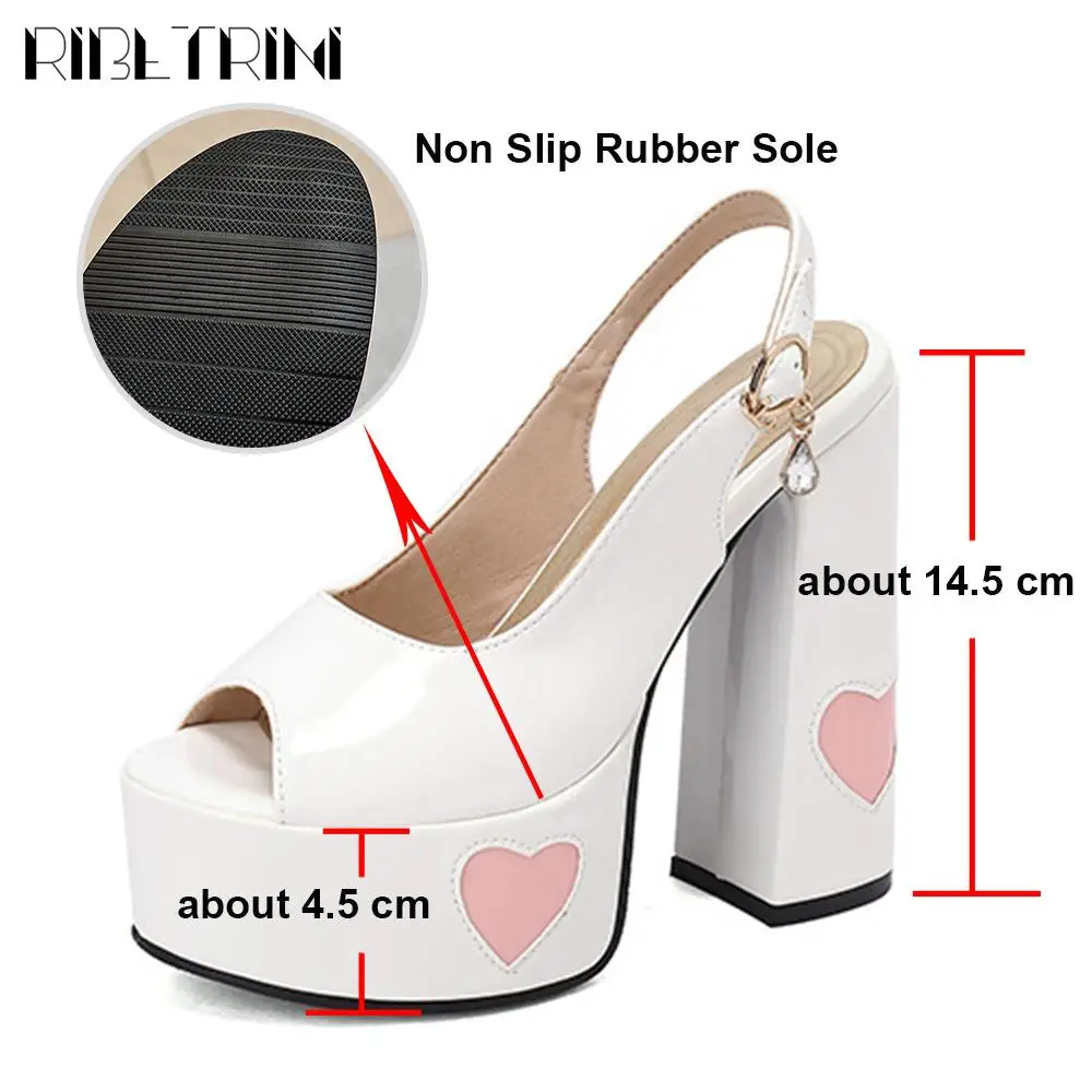 Elegant Heart Buckle Women Sandals Peep Toe Back Strappy Platform High Heels Sexy Fashion Designer Dress Party Wedding Shoes