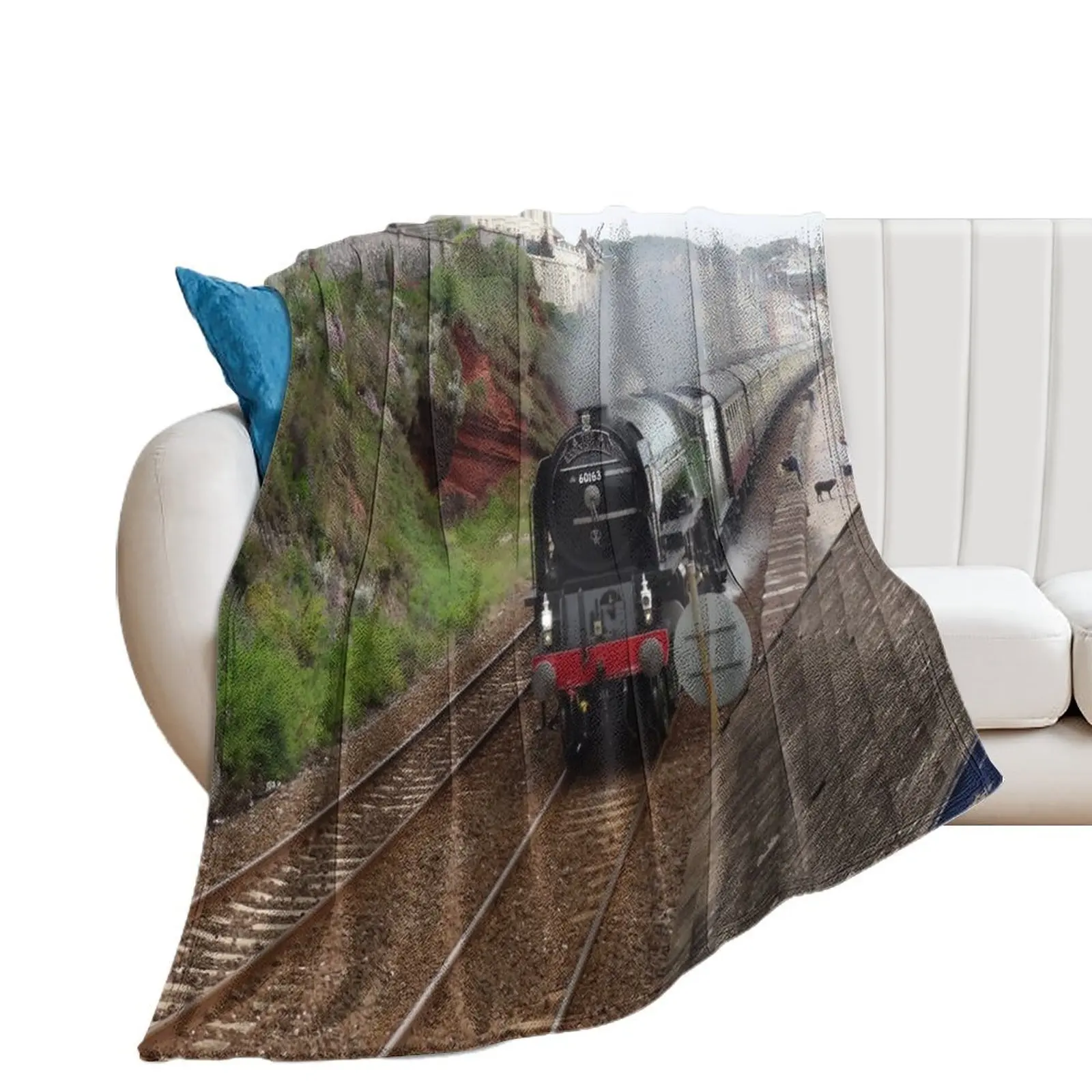 British Railways 60163 Tornado at Dawlish Throw Blanket Luxury valentine gift ideas Flannels Blankets