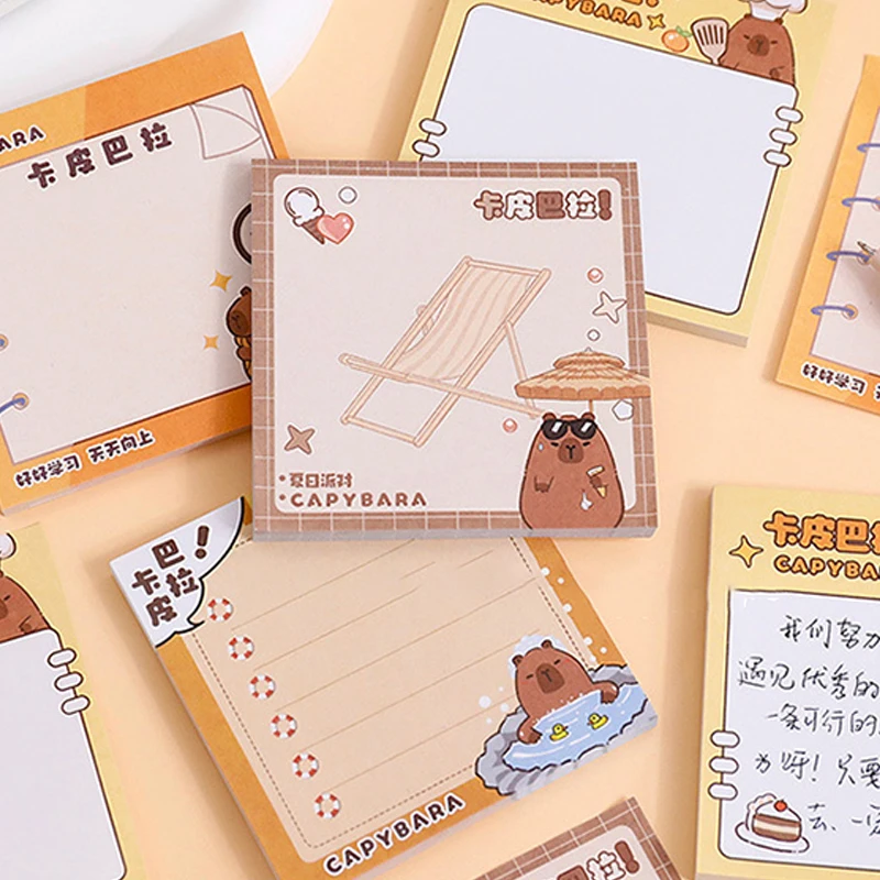 50 Sheets Cute Cartoon Capybara Sticky Note Self-adhesive Message Book Notebook Students Stationery School Supplies Gifts