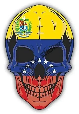 Venezuela Flag with Skull Vinyl Decal Venezuela Map Country Code Car Accessories Venezuela Oval Flag Window Decal Car Sticker