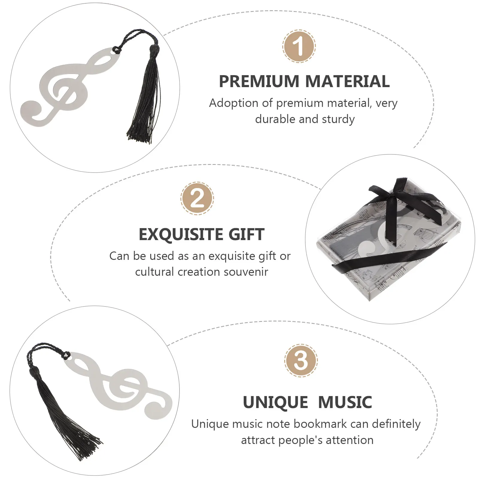 10pcs Music Note Bookmark Metal Book Page Flag Decorative Reading Tassel Stationery Gift For Students Writers Readers