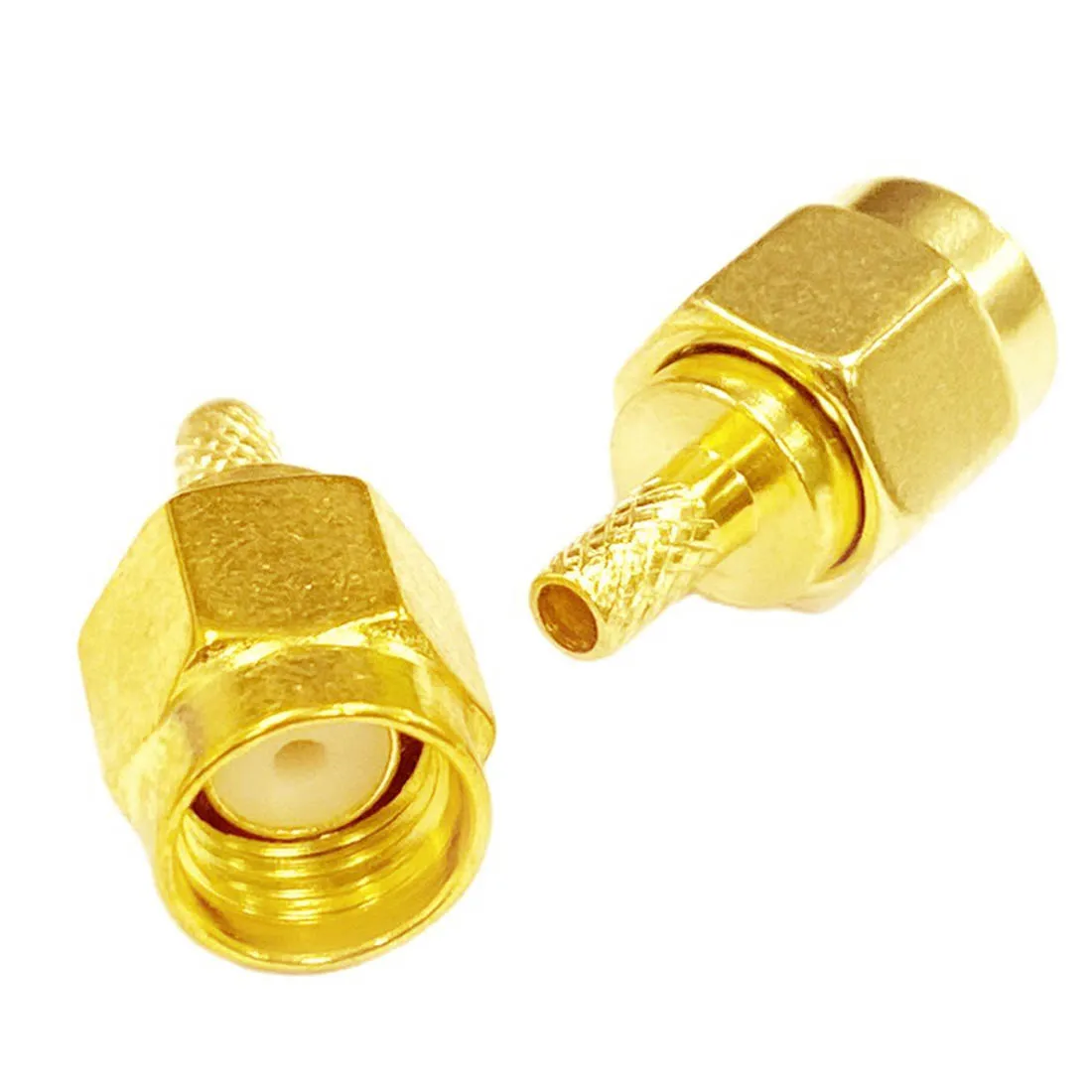 1pc RP SMA Male Plug RF Coax Crimp  RP-SMA Male for RG316  RG174  LMR100 Cable Straight Goldplated