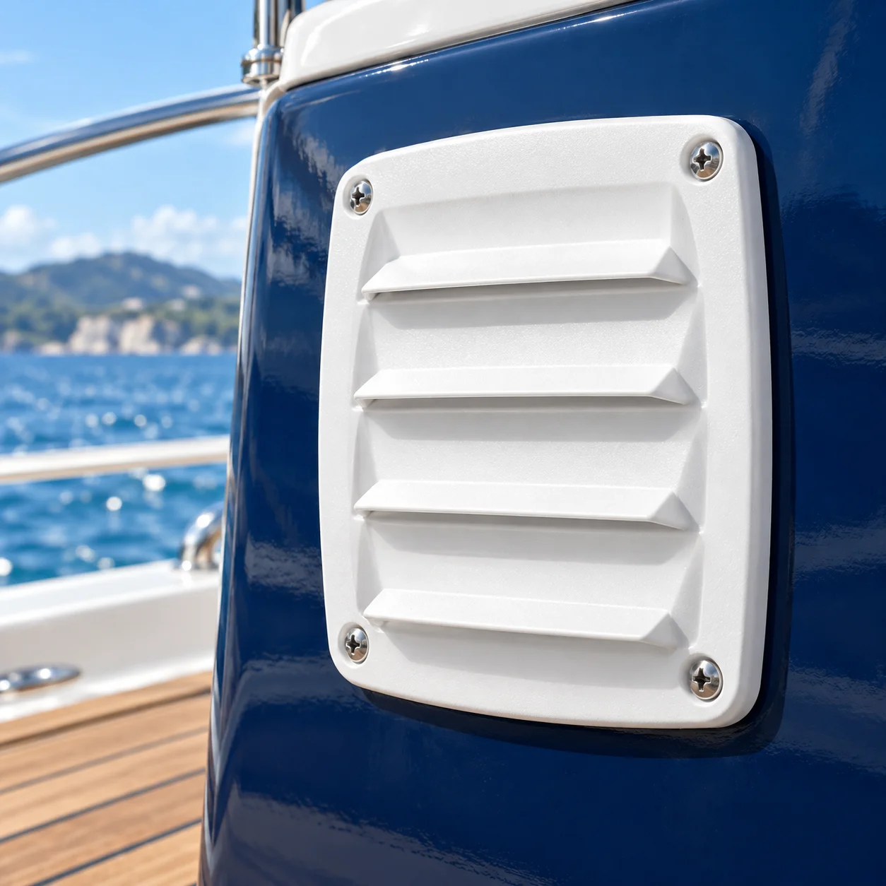 Marine Exhaust Vent Cover with Nylon Louvers and Square Wind-Resistant Grille for Cabin Airflow on Boats Yachts Campers and RVs