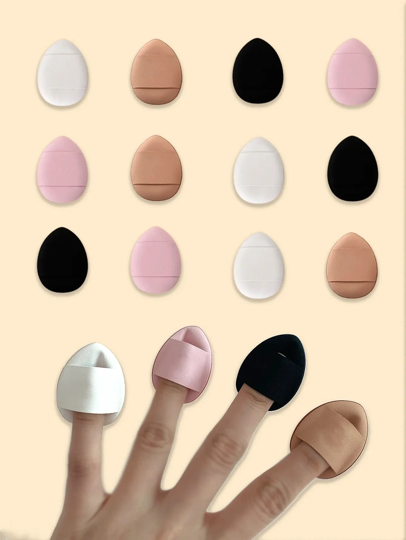 Pouf de maquillage pour les doigts, Version épaisse haut de gamme, adapté au maquillage de Base et à la fixation du maquillage, Portable et pratique, 12/35 pièces