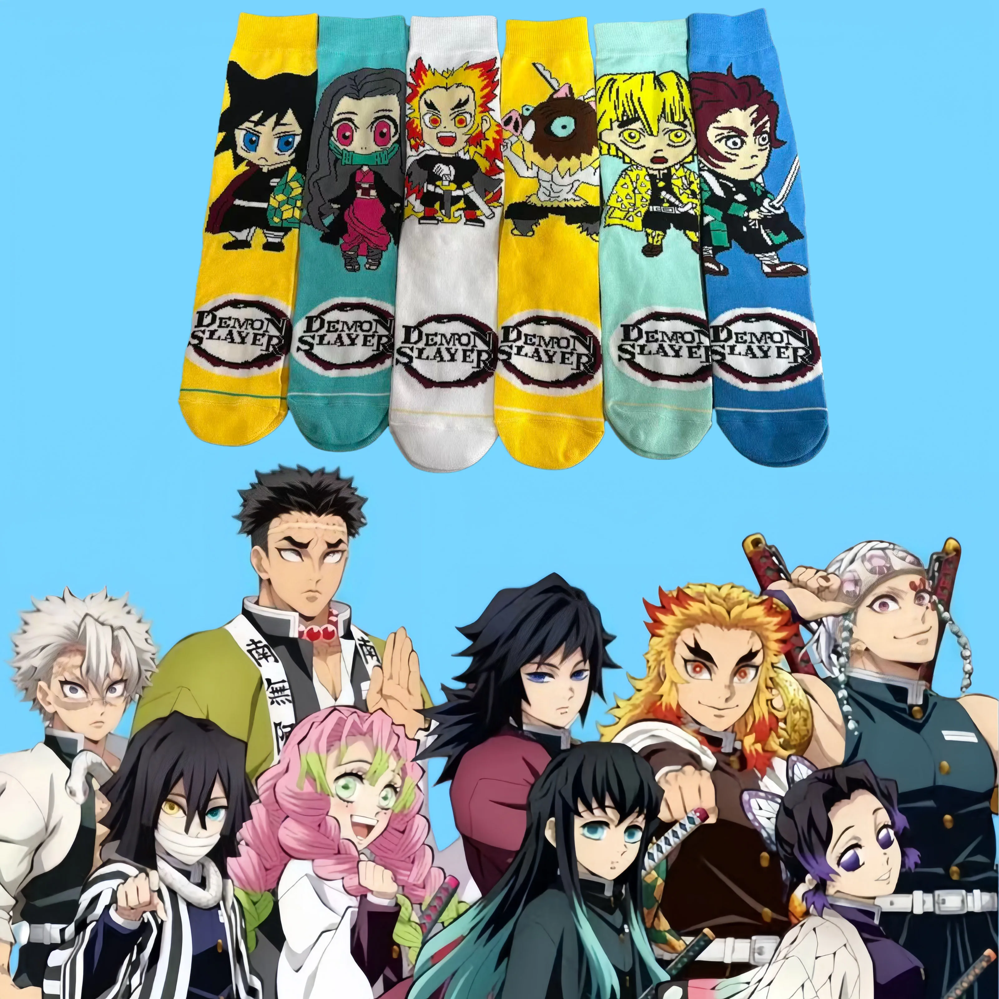 

1/6 Pairs Demon Slayer: Kimetsu no Yaiba Cartoon Anime Cosplay Knee-High Socks Unisex