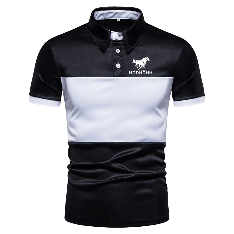 Brand new men\'s fashion casual short sleeve printed polo shirt