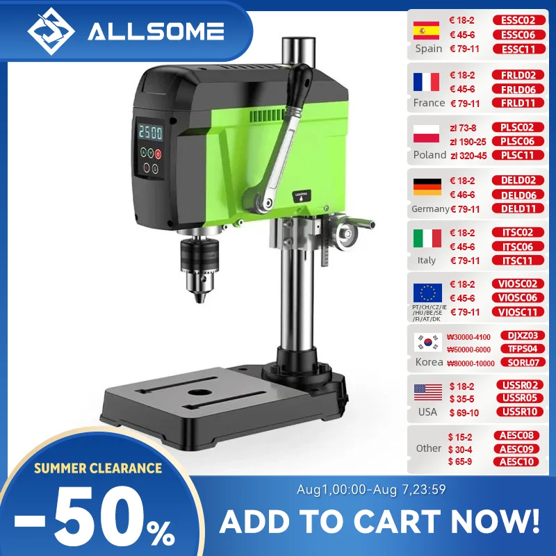 Allsome Benchtop Drill Press,Variable Speed drilling machine BG-5168E BG-516809