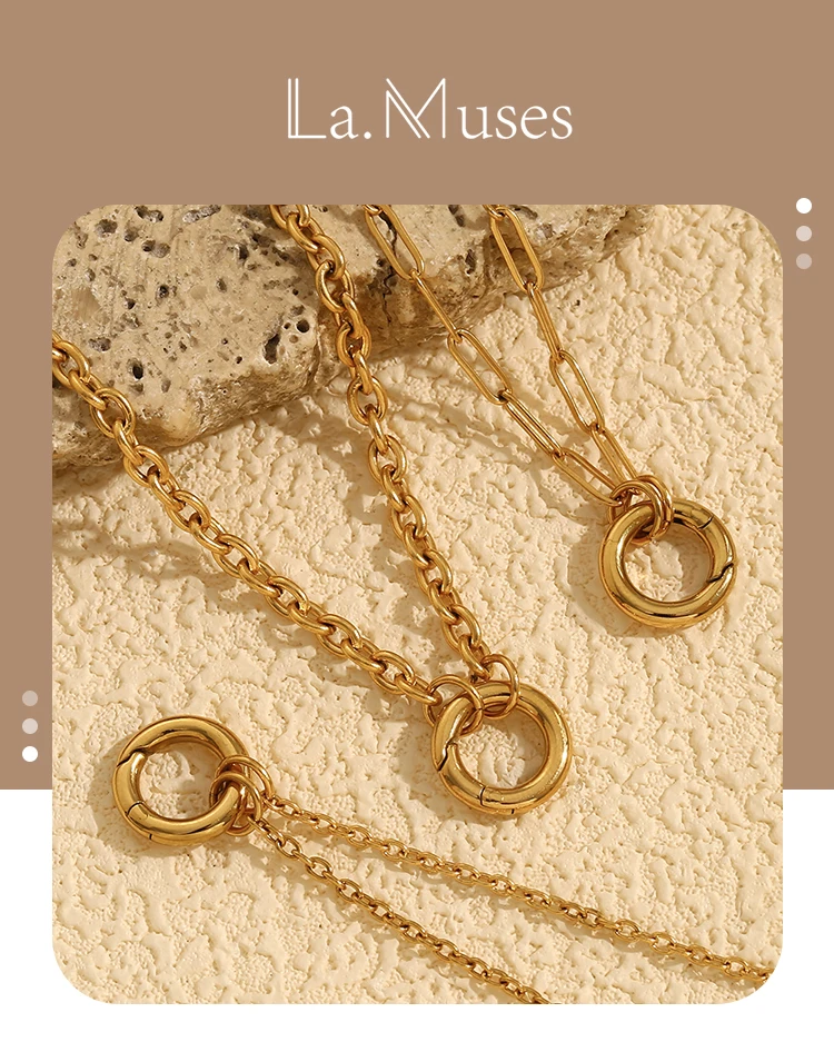 La. Muses Chain Styles Large O-Shaped Spring Buckles DIY Necklaces Stainless Steel Women's Fashion Waterproof Jewelry Gifts