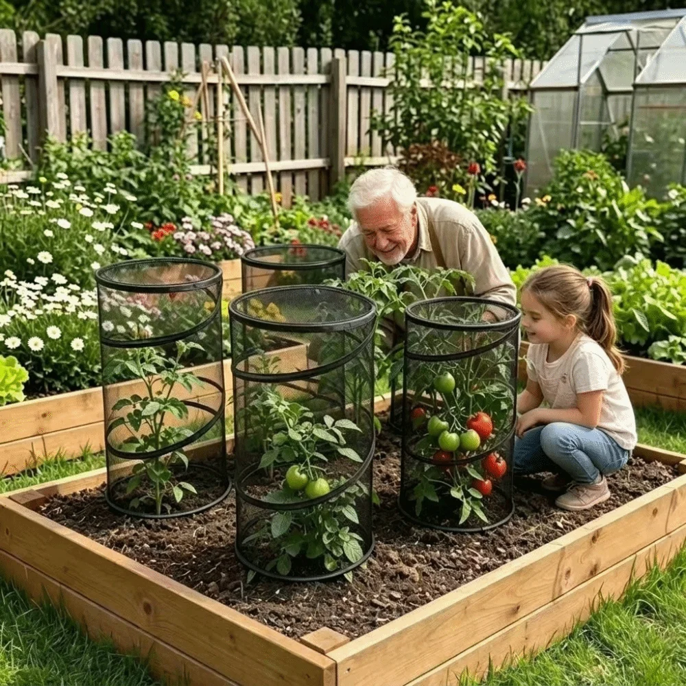 Plant Mesh Cover Pop-Up Mesh Plant Guard Folding Breathable Garden Mesh Protector Reusable with Ground Pegs Plant Cover Yard
