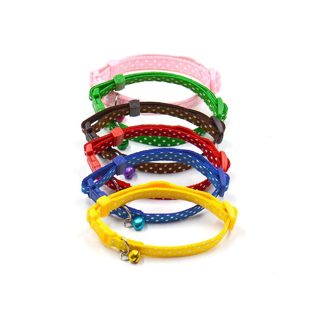

Dots Pet Bell Collar Small Kitten and Dog Adjustable Length Lightweight Comfortable with Bell Collar Pet