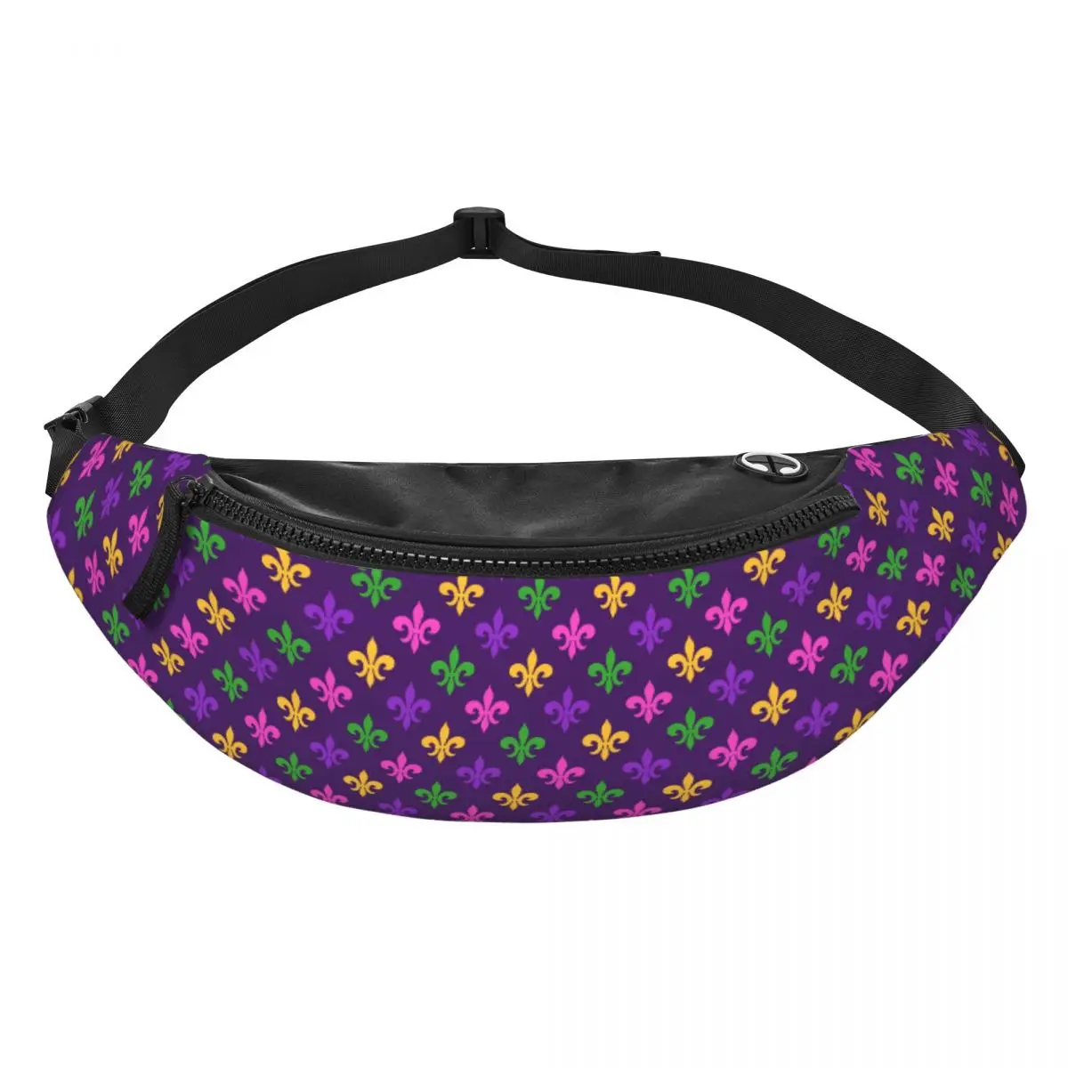 Custom Casual Mardi Gras Fleur De Lis Flower Fanny Pack for Travel Hiking Men Women Crossbody Waist Bag Phone Money Pouch