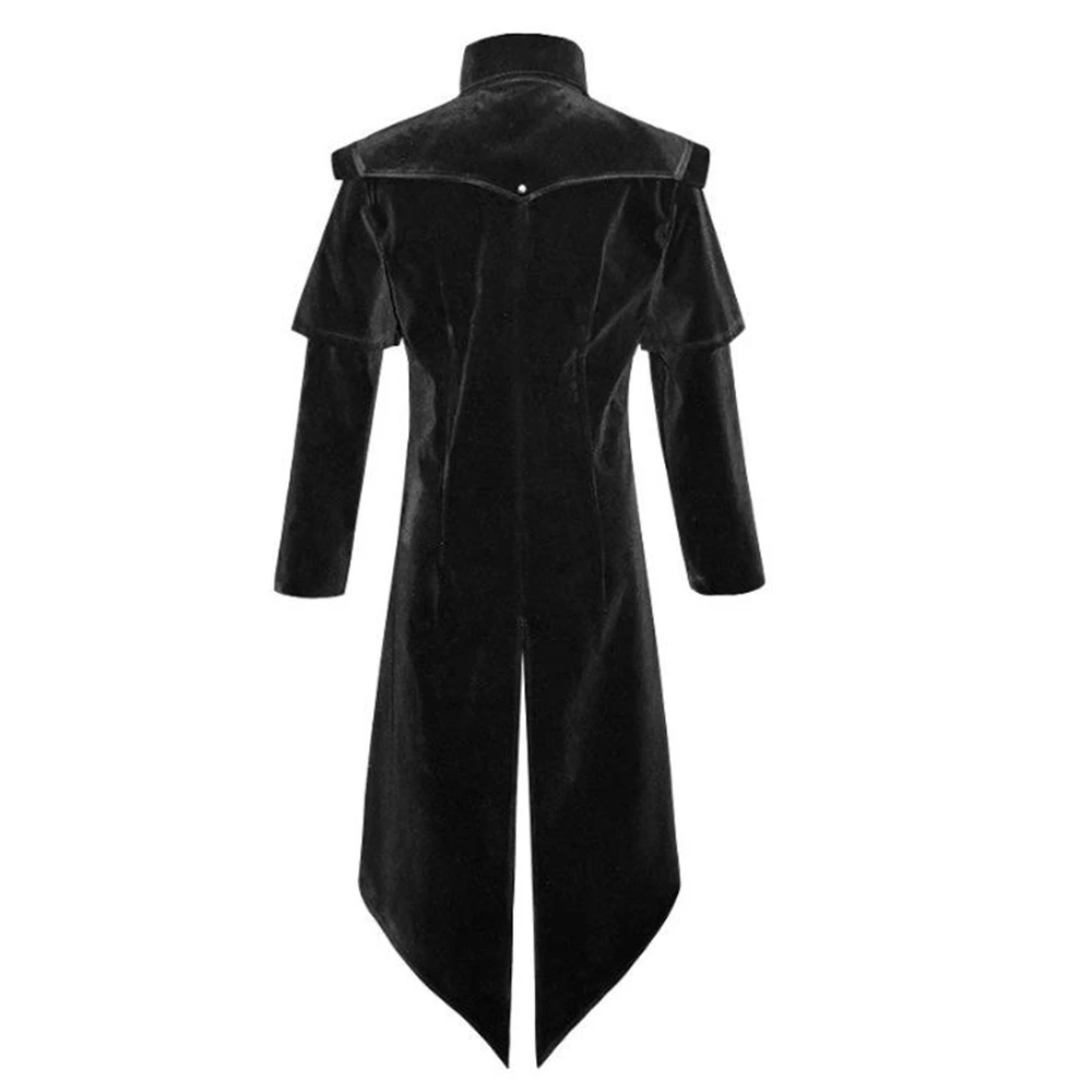 Men's Gothic Medieval Steampunk Castle Vampire Devil Red Coat Cosplay Costume Victorian Luxury Tuxedo Suit Trench Jackets