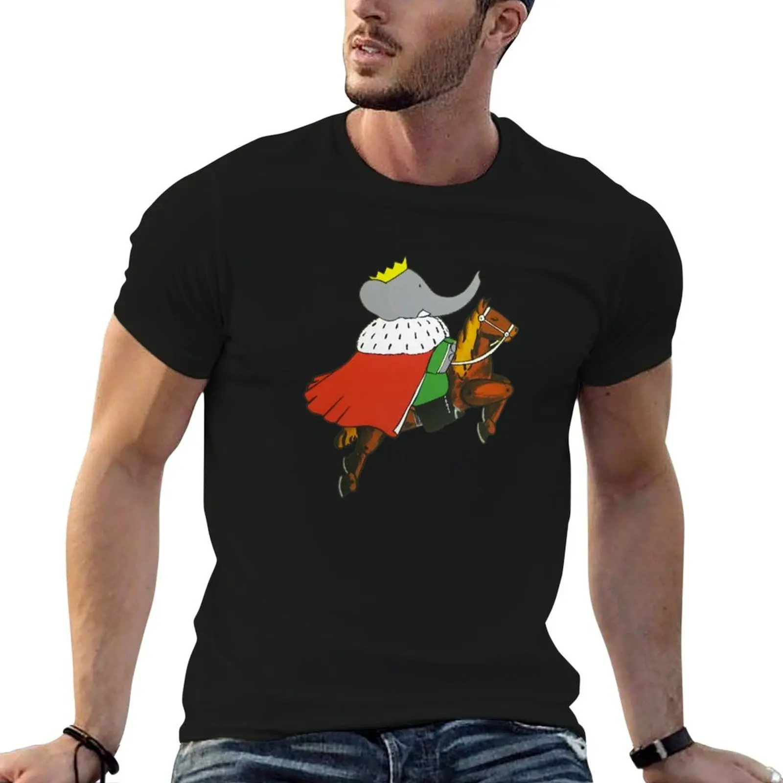 Babar on a horse T-Shirt man graphic t shirt g man t shirts for men man t shirt cotton high quality T-shirt