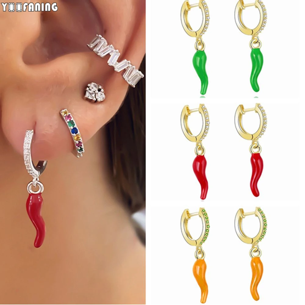 

925 Sterling Silver Ear Needle 2024 New Trendy Popular Hoop Earrings Fashion Chili Series Earrings for Women Jewelry Party Gifts