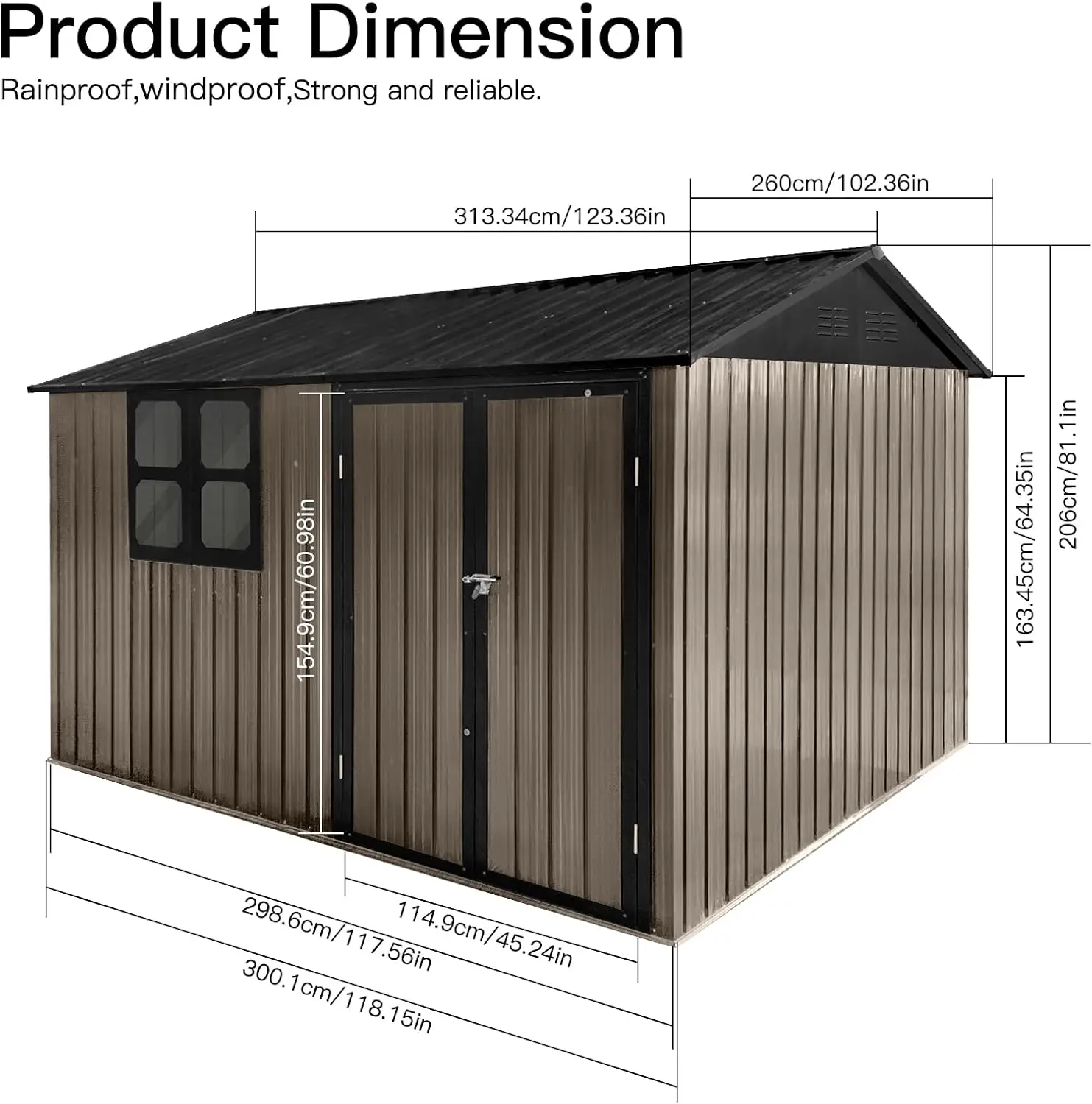 Outdoor & Storage Clearance, Metal Anti-Corrosion Utility Tool House with Lockable Door