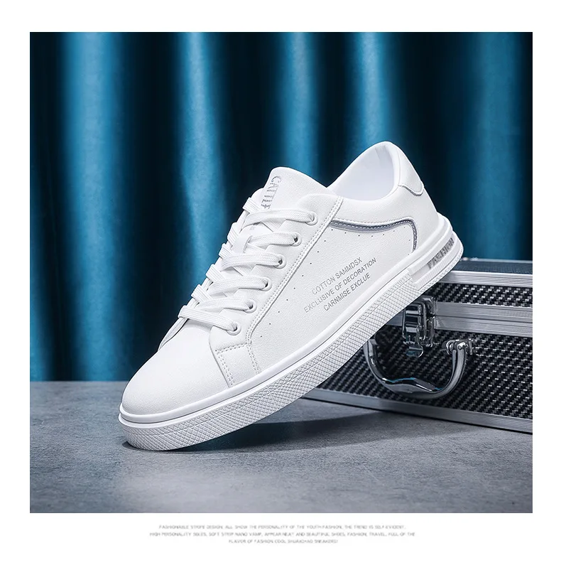 All-match sapatos de couro branco para homens, calçados esportivos casuais, mocassins designer, nova moda, primavera