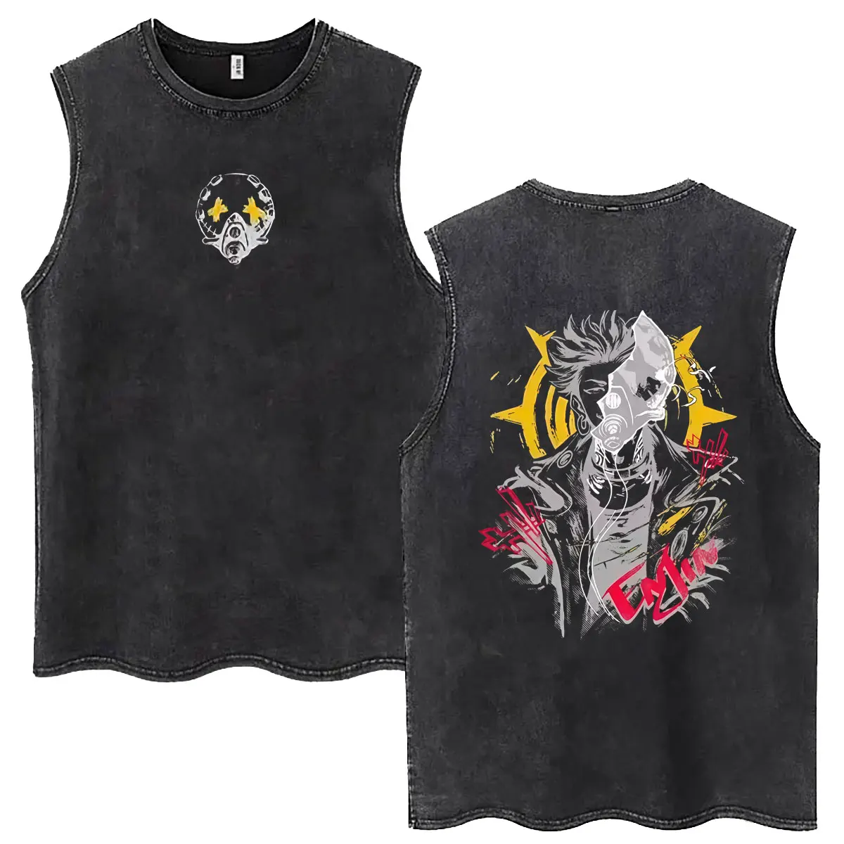 Anime Gachiakuta Rudo Vintage Washed Tank Tops Men Women Manga Casual Oversized Streetwear Men's Fashion Sleeveless Vest T-shirt