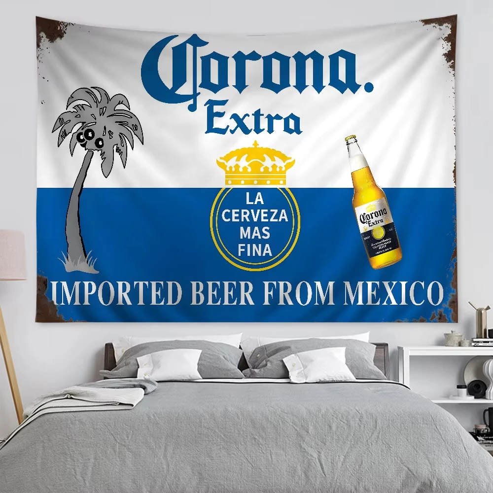 Corona Extra Beer Cartoon Tapestry for Living Room Home Dorm Decor Tapestry Home Decor Dorm Wall Hanging Sheets Wall Tapestry