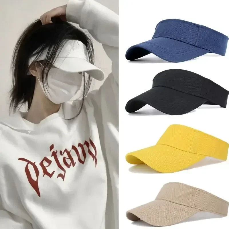 Tennis Caps UV Protection Outdoor Cycling Running Fishing Beach Caps Solid Color Breathable Sun Hats Men Women Summer Visor Caps view 2