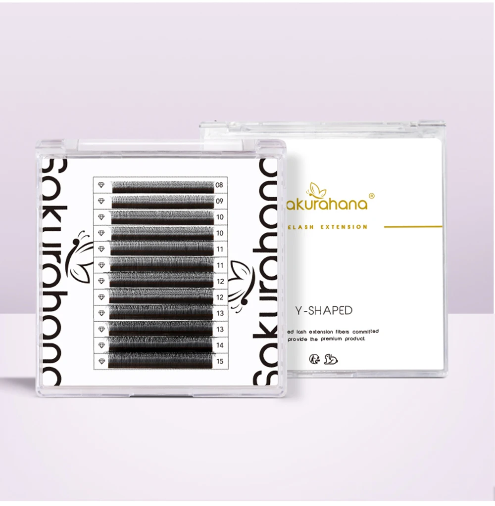SAKURAHANA 2D YY Wimpern Doppelspitzen Vorgefertigte Volumenfächer Y-Form Künstliche Wimpern Leichte Wimpernverlängerungen Einzelspitzen 2D Y – Detail 10