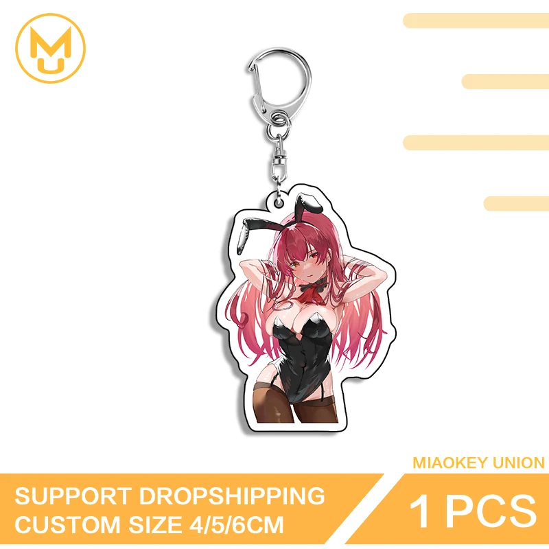 Bunny Girl Houshou Marine Hololive Alluring Waifu Amusing Double Sided Key Chains Versatile Premium For Backpack Jewelry Gifts