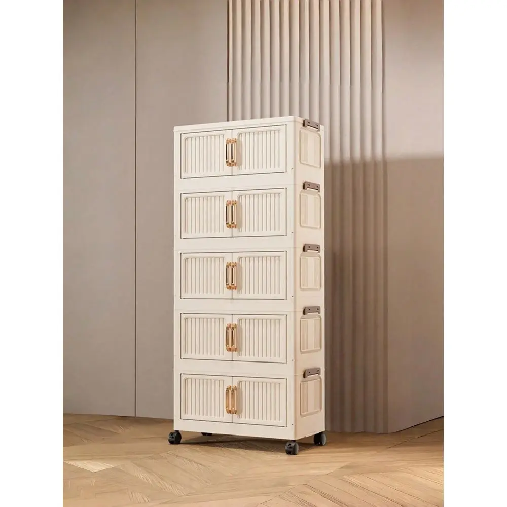MultiLayer Plastic Detachable Folding Stackable NoInstallation Required Closet Organizer Portable Wardrobe Grey Storage Cabinet