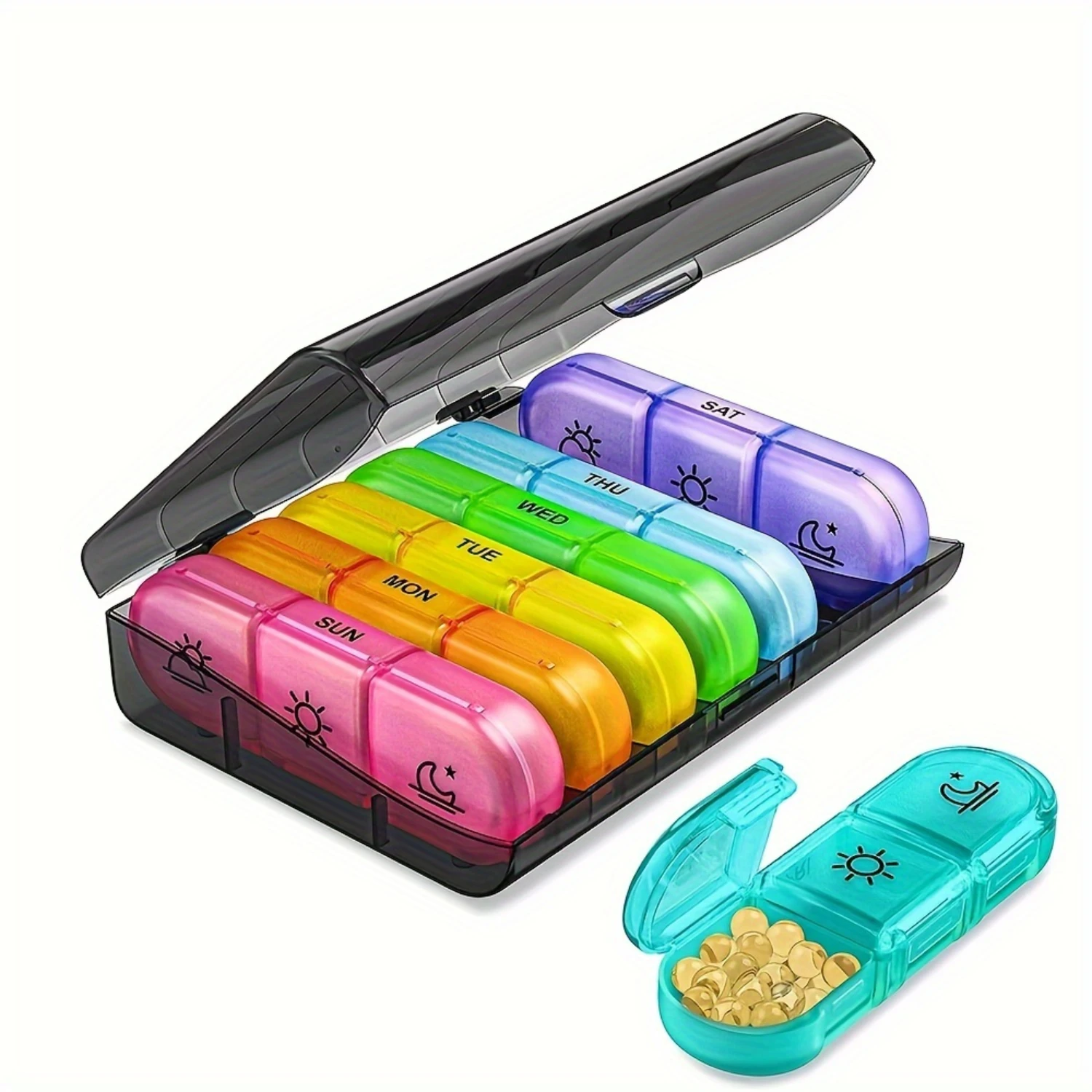 1pc 21 Grids Medicine  Box, 7 Days A Week Medicine Box, Plastic Portable Pill Box, Multi-functional Medicine  Organizer