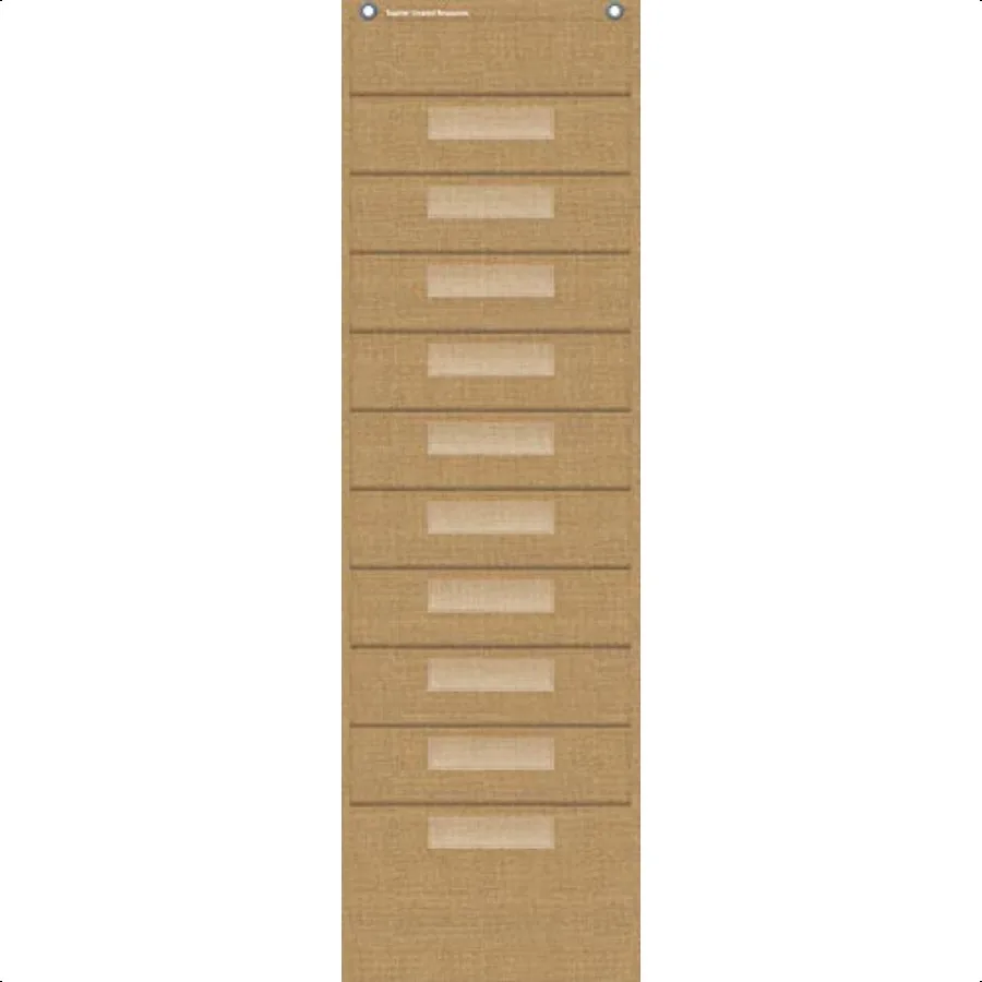 

Burlap 10 Pocket File Storage Pocket Chart 14 x 58 20840
