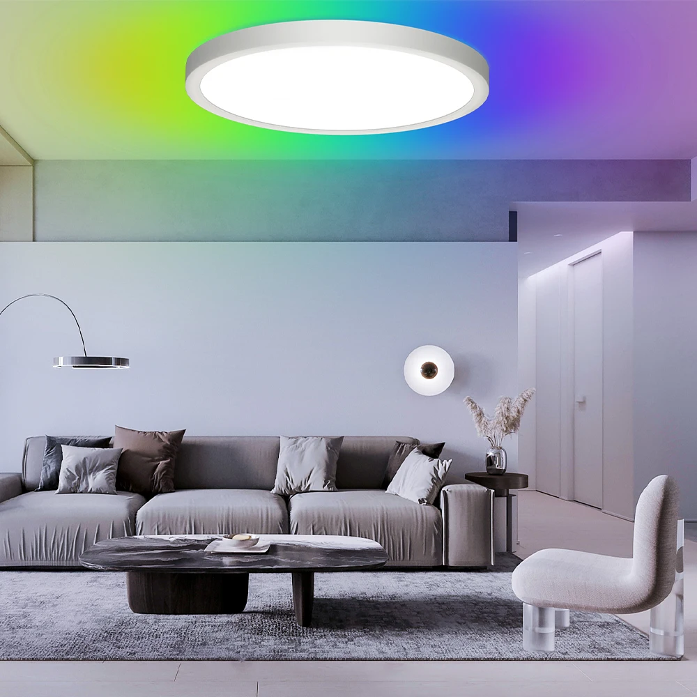 Led Ceiling Light 24W RGBW Ceiling Lamps For Living Room Remote Control Stepless Dimming 3000-6500k Backlight Panel Light Indoor