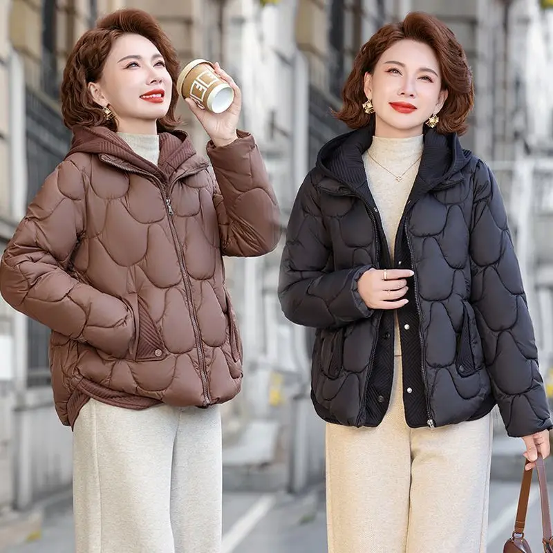 Fake Two Winter Loose Coat Short Cotton-padded Jacket Thickened Down Cotton-padded Clothes New Hooded Parkas