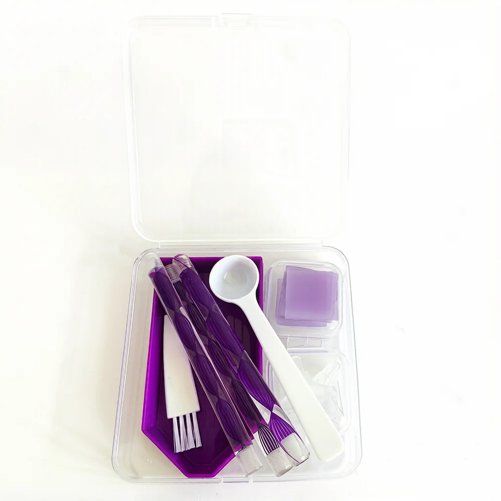 DIY Diamantmalerei Werkzeugset 4-Farben-Aufbewahrungsbox mit Tablett Wachs-Pinzetten-Stift-Set 5D Diamant-Stickerei Zubehör Bastelwerkzeuge – Detail 9