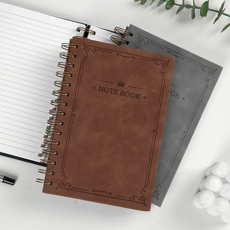 A5 Minimalist Spiral Notebook Soft PU Leather Cover 80g Lined Paper Journal 100 Sheet for Office School Notepad Student Notebook