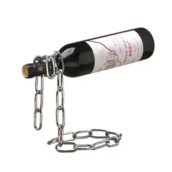 Bastidores de vino de cadena de hierro de suspensión mágica, soporte de exhibición de vino de una botella, soporte de cocina, comedor, decoración de Bar de bodega