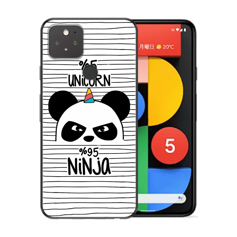 Phone Case for Pixel 8 Pro 8a 7a 6a 7 6 Motorola G200 Edge 40 30 20 One Fusion Cute Panda Pink Bear Soft Black Anti-Drop Cover