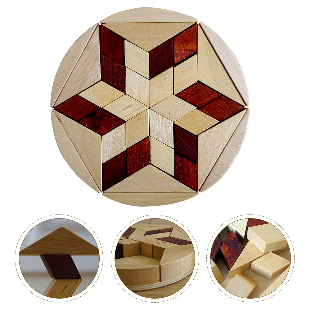 Wooden Puzzles Vintage Style Shape Cognition Creative Puzzle Matching Plaything For Children Educational Learning