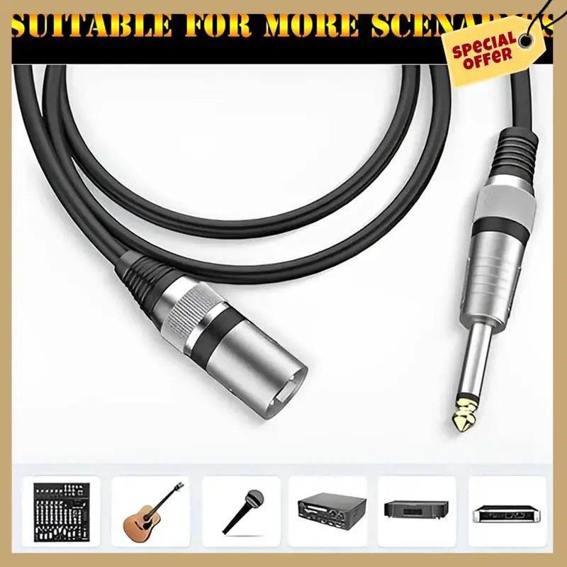 6.35Mm Male To XLR Male Microphone Audio Cable For Speaker, Guitar, Amplifier High Quality Sound Transmission 16.4Ft-WMAN