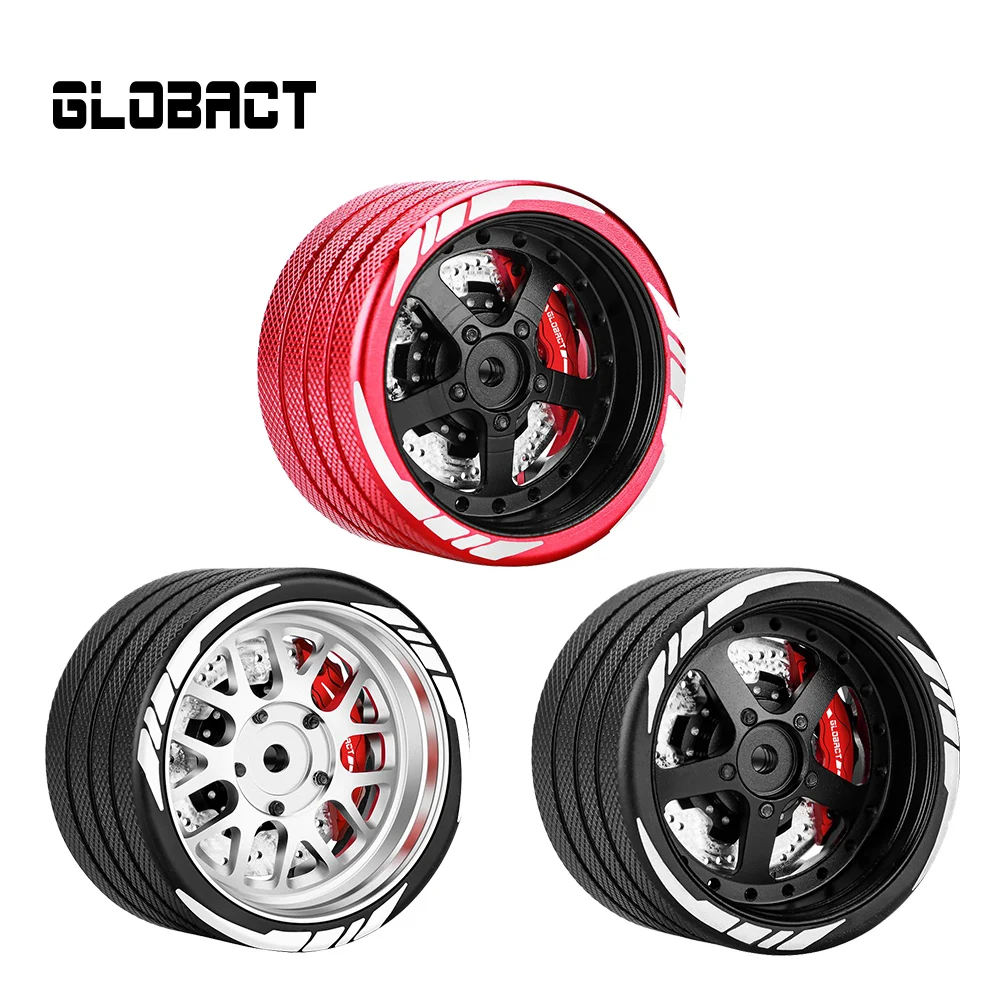 GLOBACT Aluminum RC Remote Control Hand Wheel with Brake Disc Red Brake Caliper for Flysky Noble NB4 Transmitter Steering Wheel