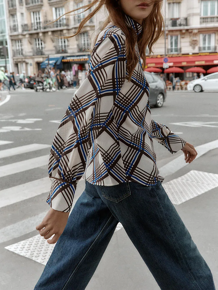 الراقية الشتاء وصول جديد المرأة irt ZA2025 فضفاضة تناسب منقوشة عالية طوق تنوعا Faionable الصينية التقليدية زي #2