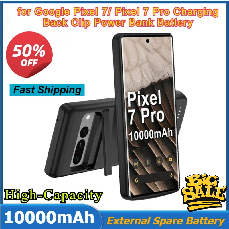 

New Battery Charger Case 10000mAh for Google Pixel 7/Pixel 7 Pro Charging Back Clip Power Bank Battery External Spare Battery