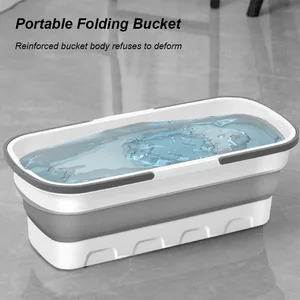Rechteckiger Kunststofffaltungsschale, Waschbecken mit großer Kapazität, Eimer -Camping, Haushaltsreinigung, Badezimmerzubehör, 30l 10 Hauptverkaufseimer und MOP - №9