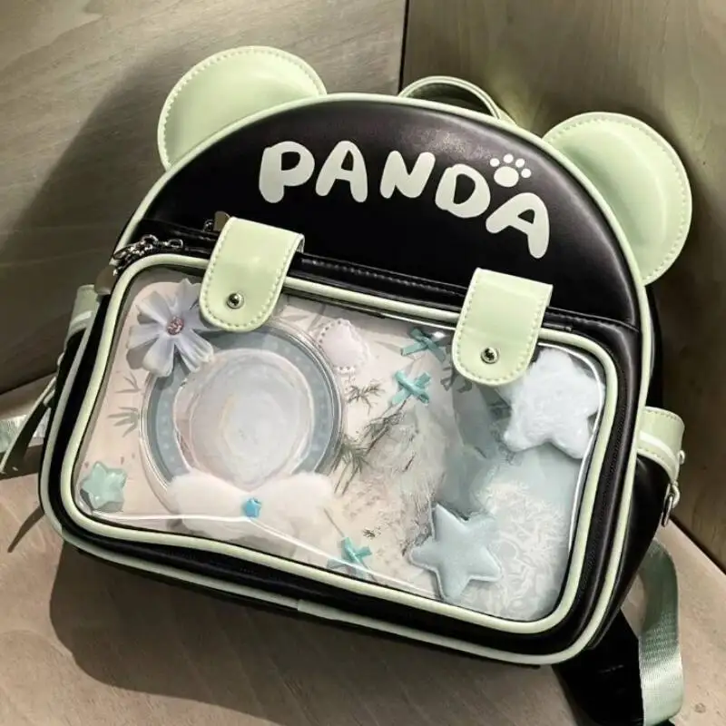 Patchwork Contrast Color Letter Print Backpac Fashion Kawaii Transparent Ita Bags New Women Students Casual Sweet Y2k Schoolbags