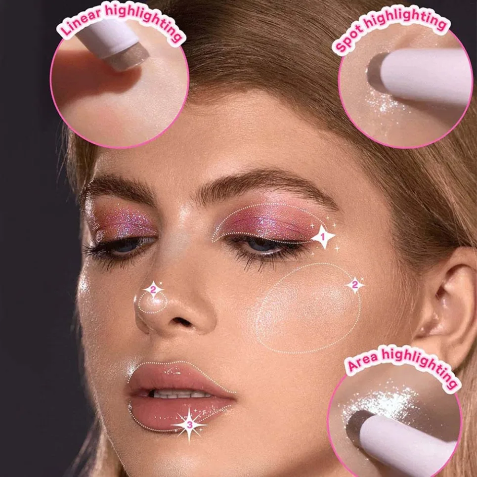 Resaltador Glowy Jelly Stick, etiqueta privada, sombra de ojos brillante, logotipo personalizado, maquillaje vegano al por mayor
