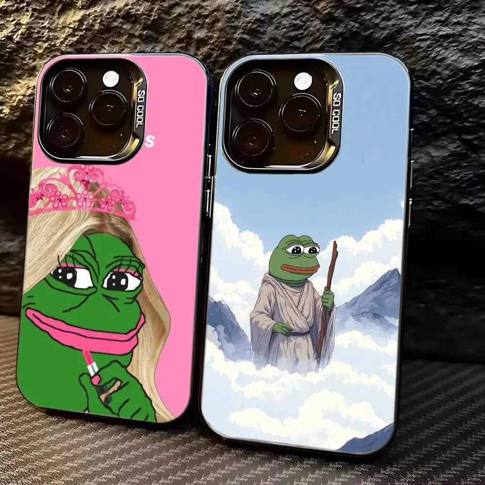 

P-Pepe the Frog Funny Phone Case For iPhone 17,16,15,14,13,12,11 Plus,Pro Max,XS,Colorful Silver Phone case Funda Cover