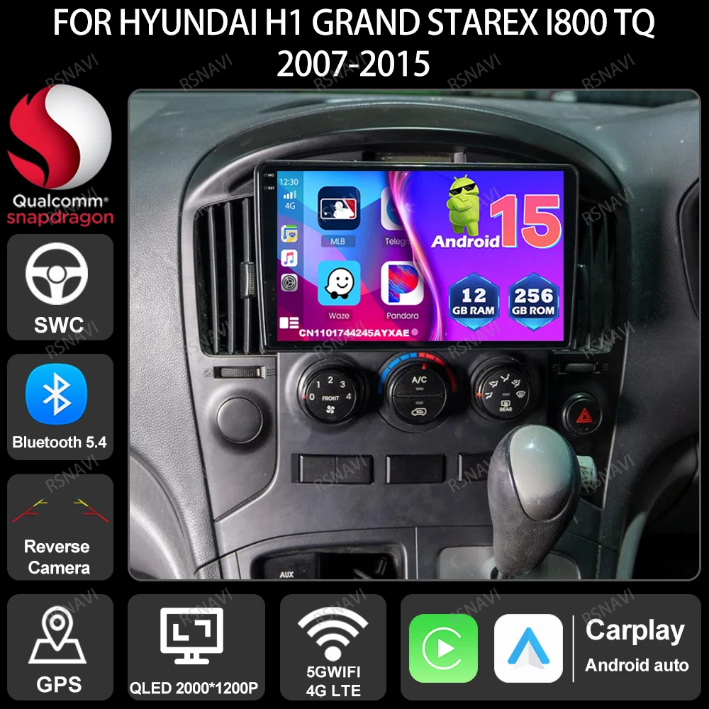 Car Radio Android 15 For Hyundai H1 Grand Starex I800 TQ 2007-2015 BT DSP Viedo Player 5G WIFI Head Unit Qualcomm Navigation GPS