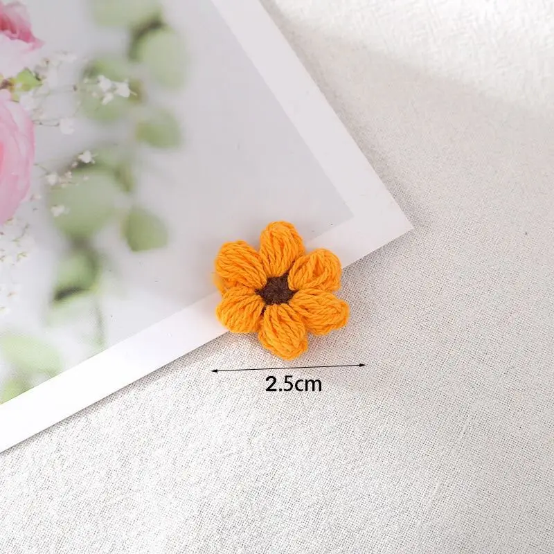 10PCS 2.5CM Hand Hook Three-dimensional Flower DIY Woven Small Flower Home Textile Clothing Hairpin Decoration Accessories