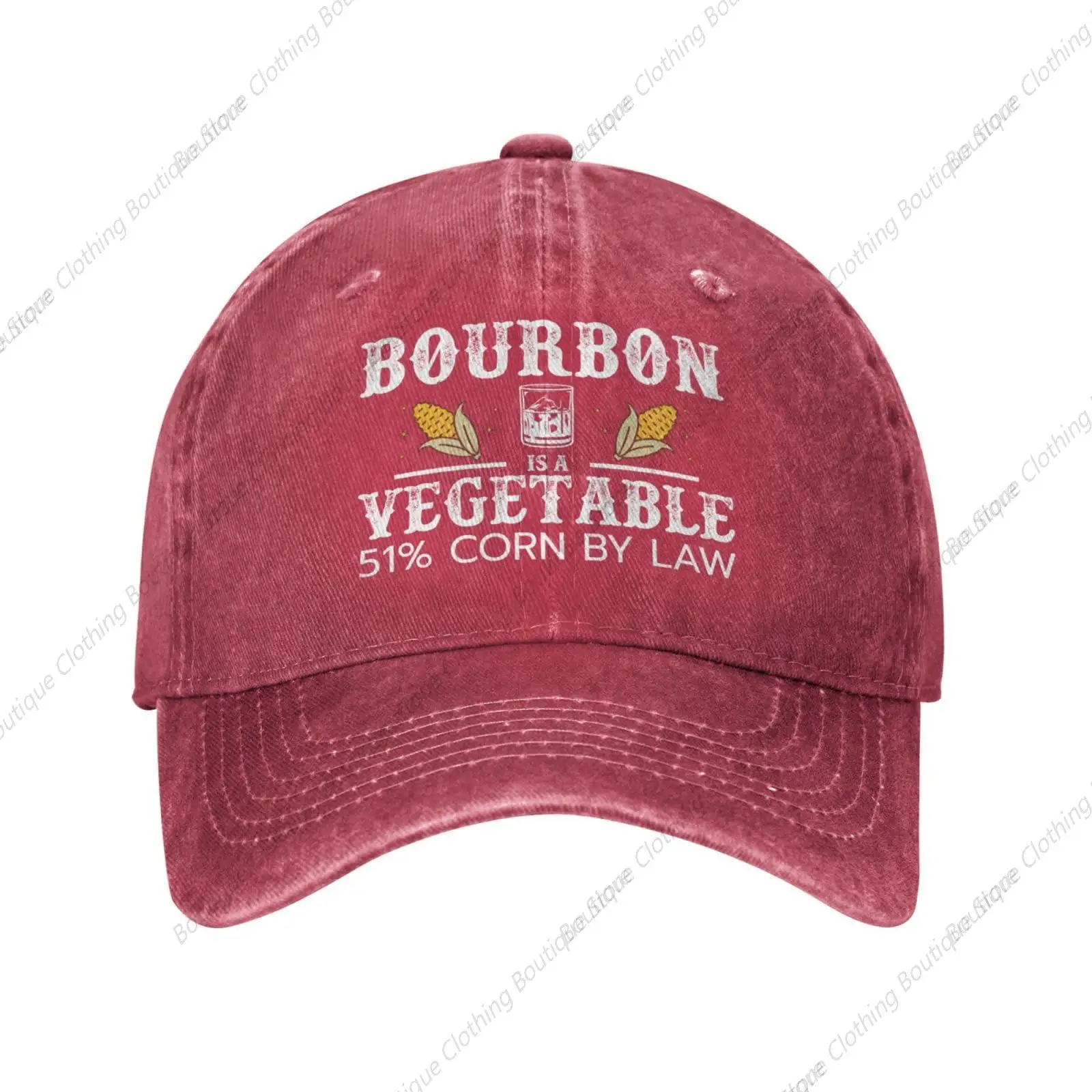 

Funny Hat Bourbon is A Vegetable 51% Corn by Law Hat Men Dad Hats Adjustable Caps Red