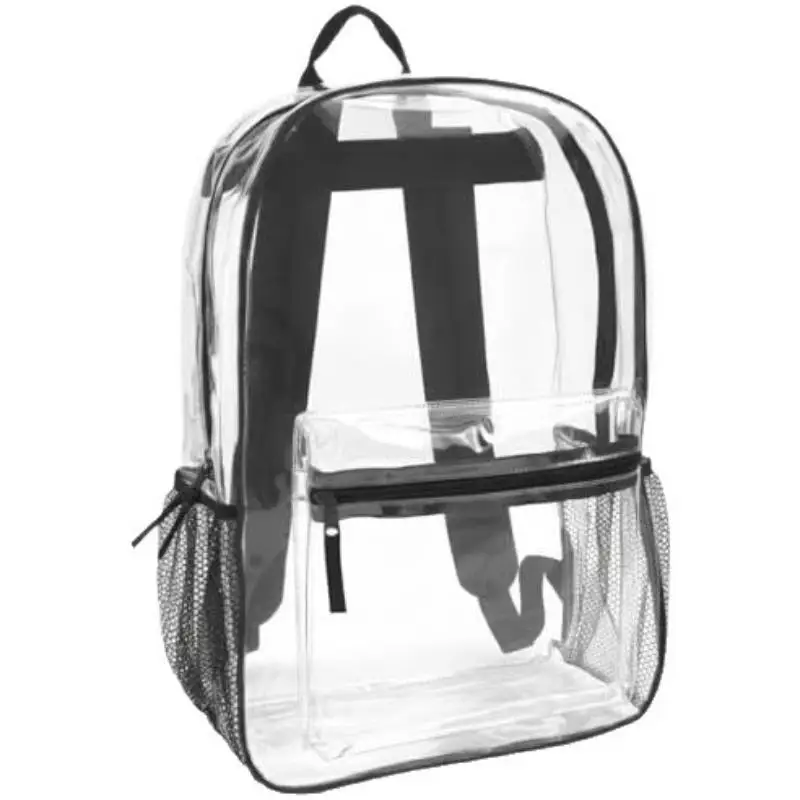 1Pcs Waterproof PVC Transparent Backpacks Adjustable Straps Durable Dual Zippers For Baseball Stadium Lightweight Clear Backpack
