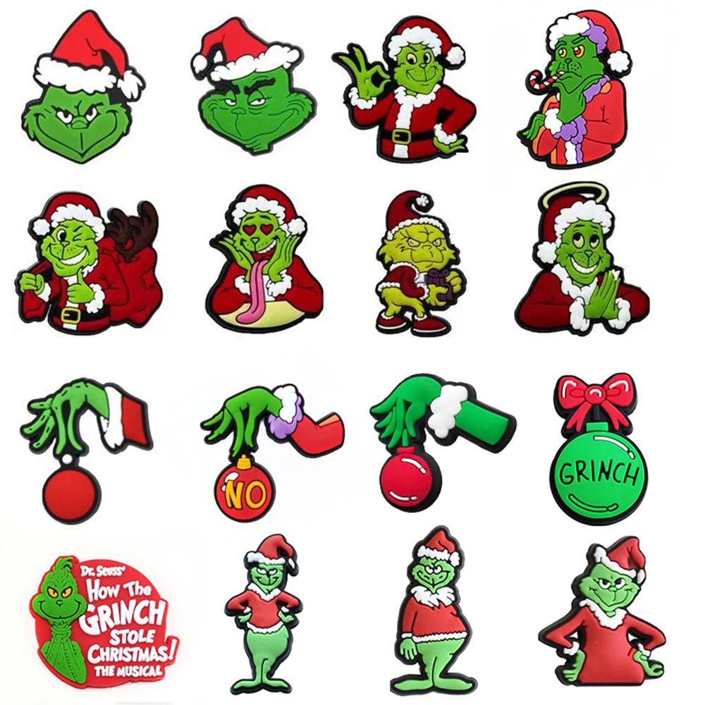 9-22 Stück Weihnachtliche Grüne Cartoon-Schuh-Charms Cartoon-Clog-Sandalen Gartenschuh-Dekoration Zubehör Schnallen Kinder-Partygeschenke – Detail 7