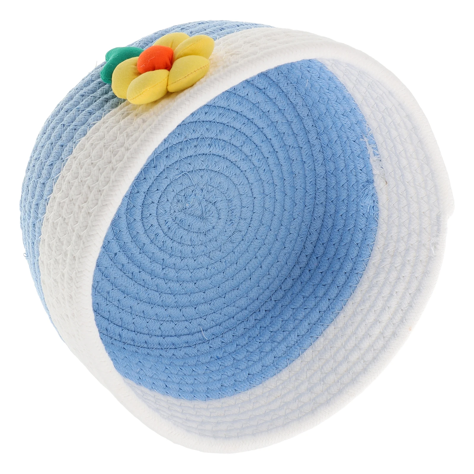 

Desktop Storage Box Small Round Basket Cotton Rope Handmade Woven Organizer for Home Office Makeup Keys Space Saving Durable
